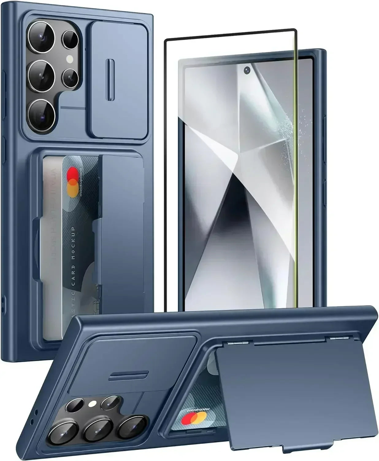 For Samsung Galaxy S24 Ultra Wallet Case With Card Holder Stand Sliding Camera Cover RFID Blocking Rugged Shockproof Protection