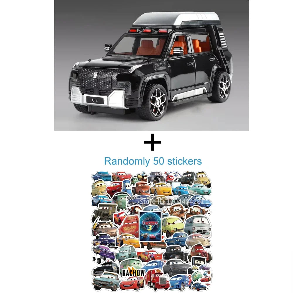 1:24 BYD Looks Up At U8 Toys Car Diecast Alloy Models Sound Light Doors Opened Front Wheel Steering Vehices s Festival Gifts