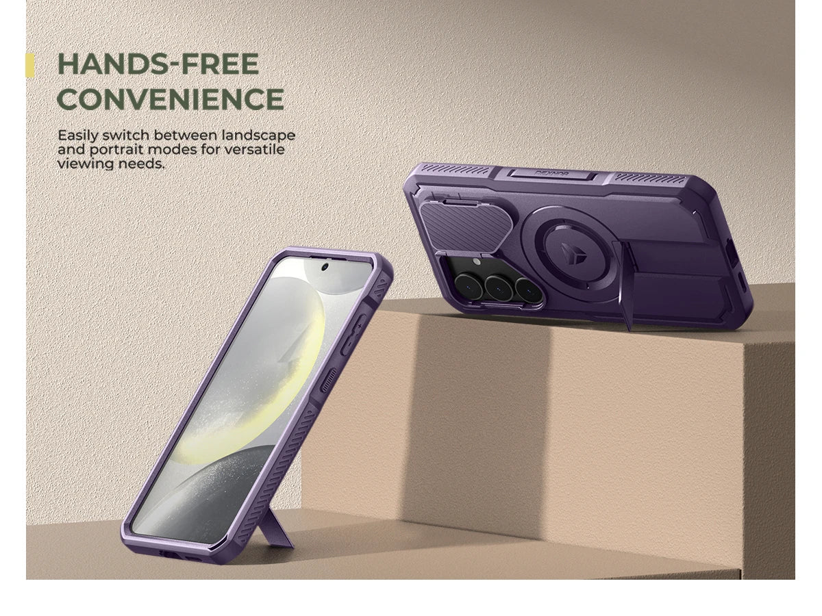 For Samsung Galaxy S25/S25 Plus/S25 Ultra Shockproof Case with Built-in Sliding Camera Cover Built-in Screen Protector Kickstand
