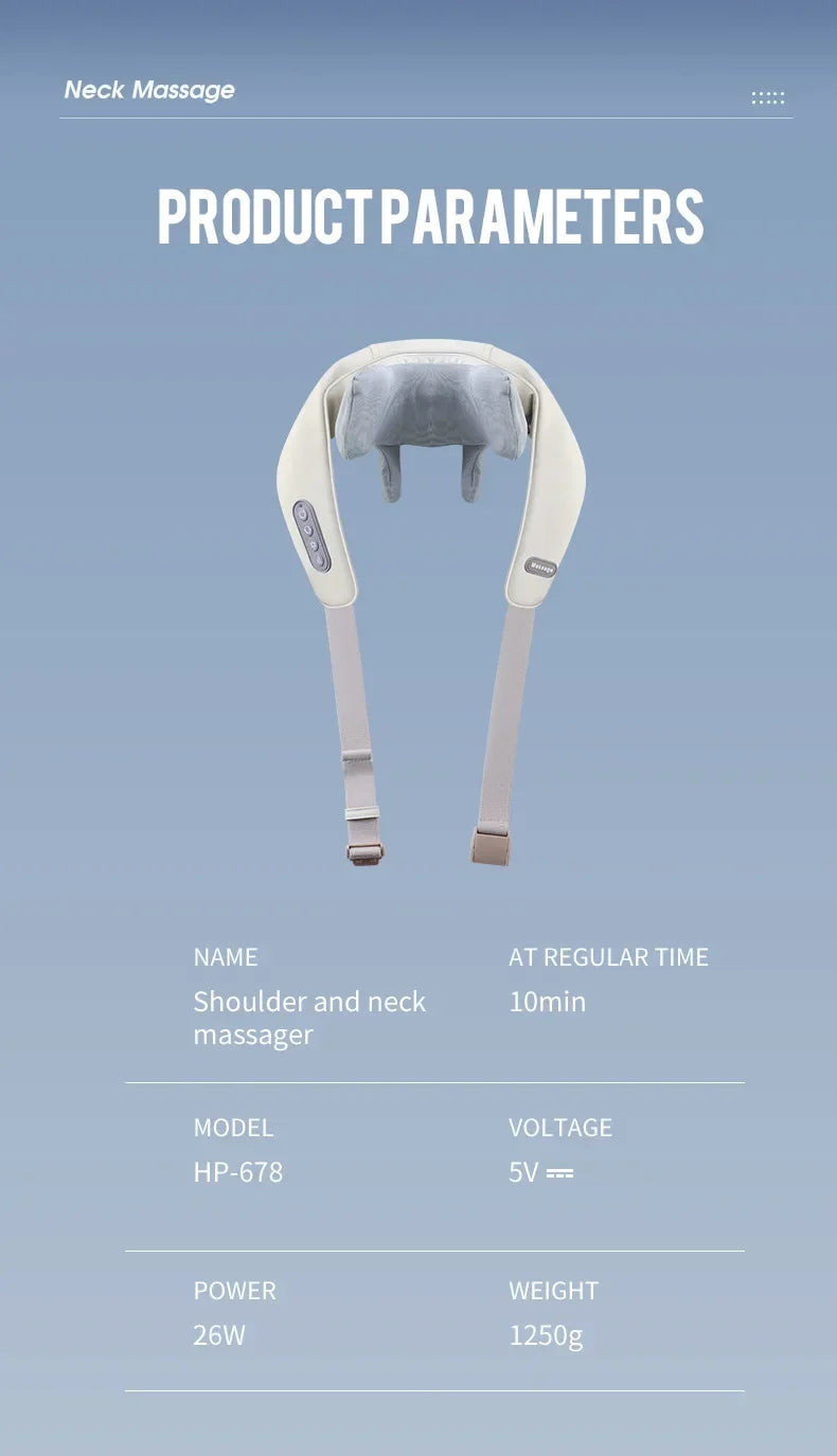 1PC Wireless Neck And Back Massager Neck And Shoulder Kneading Massage Shawl Neck Cervical Relaxing Trapezius Massager