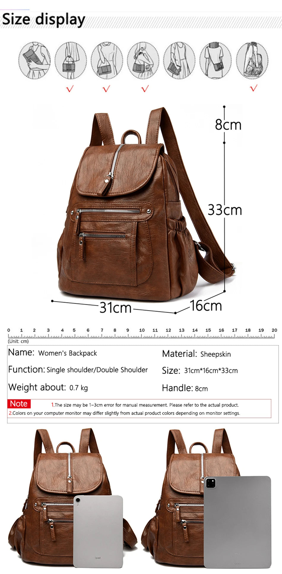 Soft Leather Backpacks High Capacity Female Back Pack Casual Travel Ladies Bagpack