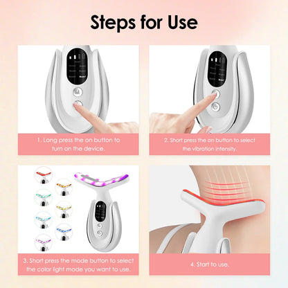 Neck Beauty Device Neck Massager with 7 Color Light Hot Compress Neck wrinkle Removal Massage Beauty Tool Skin Care USB Charging