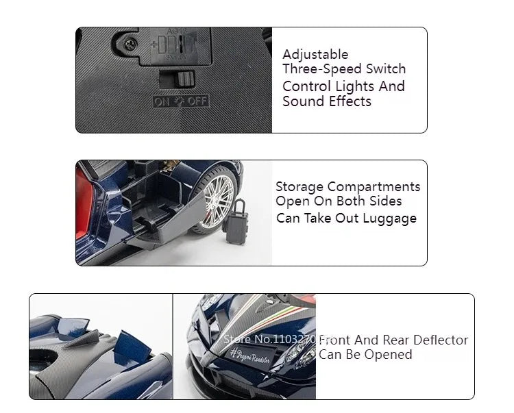 1:18 918 Spyder Martini Pagani Huayra Diecast Alloy Model Toys Car Doors Opened with Sound Light Miniature Vehice Adult Boy Gift