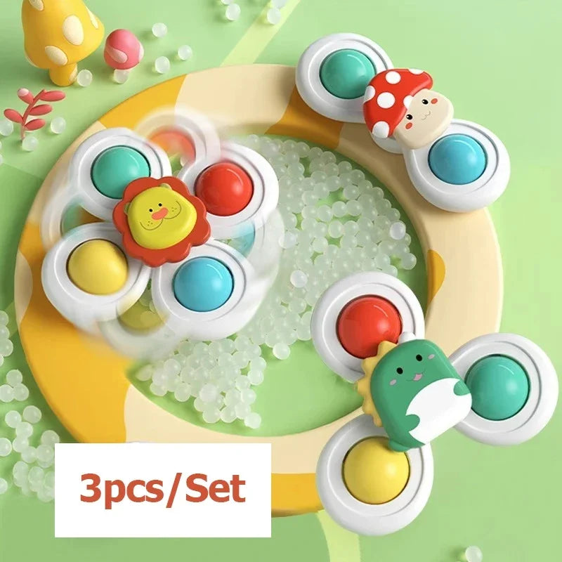 3PCS Suction Cup Rotating Toy for  Hand-eye Coordination Educational Training, Bath & Travel toy, Birthday Christmas Gift