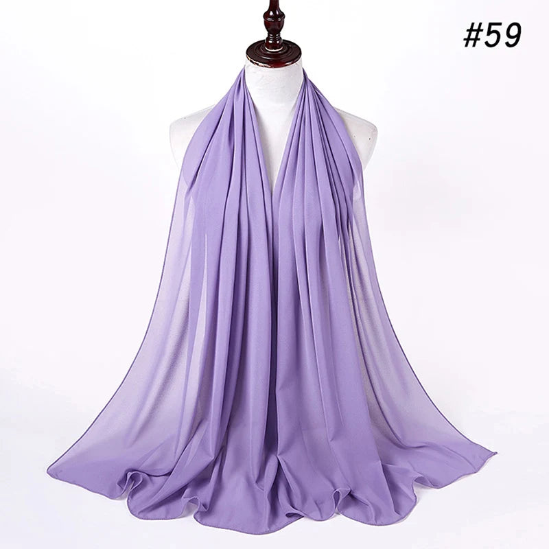 Muslim Chiffon Hijab Women Bubble Chiffon Scarf For Women Ladies Veil Muslim Islam Solid Color Malaysia Wrap Scarves