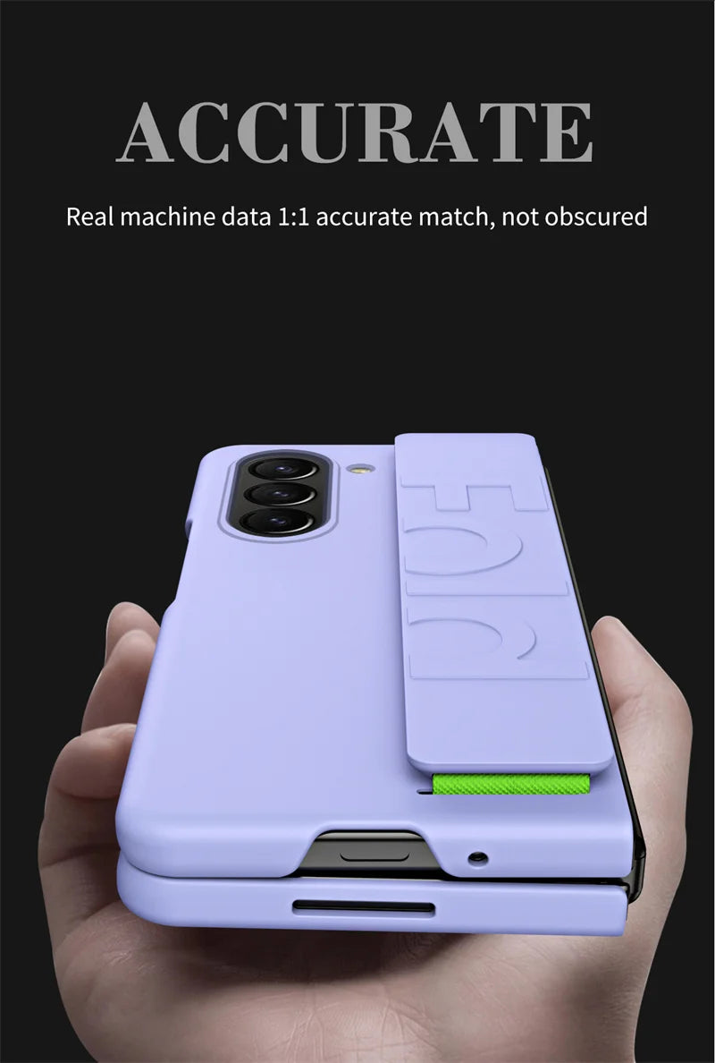 Matte Hard Plastic Grip Case Strap for Samsung Galaxy Z Fold 5 4 3 6 Wristband Elastic Armor Cover For Samsung Z Fold5 Fold6