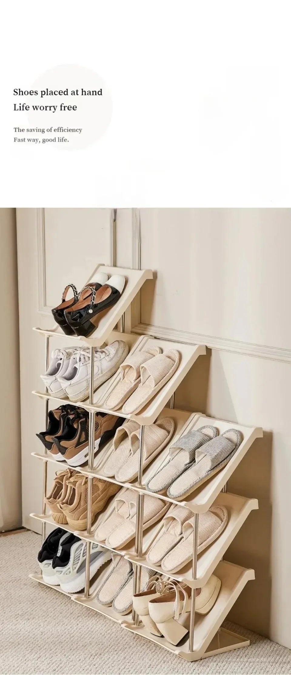 Plastic Shoe Shelf Simple Multi-Layer Living Room Vertical Shoes Racks Narrow Stackable Free Standing Shoes Entryway Or Bedroom