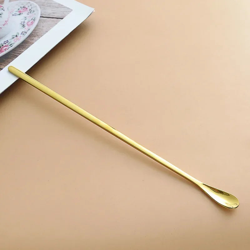 Long Handle Stirring Spoon Stainless Steel Food Grade Coffee Utensil Waterdrop Shape Ice Spoon Honey Cocktail Mixing Bar Tool