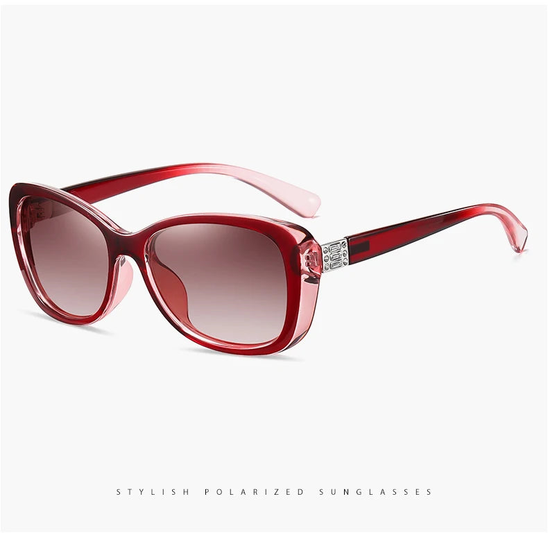 Diamond Gradient Polarized UV400 Square Sunglasses for Women Driving Travel Glasses