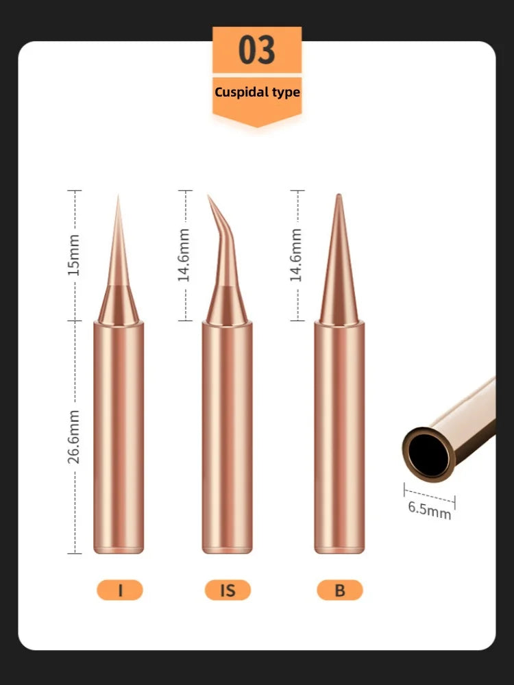 10Pcs Soldering Iron Tip Pure Copper 900M Soldering Iron Head Set Inside Hot Bare Copper Electric Soldering Iron Welding Tools