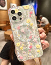Transparent Clear MagSafe Magnetic Floral Flower Case for iPhone 16 14 15 Pro Max 15 Plus – Wireless Charging Shockproof Cover