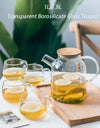 1L/1.8L Borosilicate Glass Teapot Set Clear Teapots With Cup Removable Filter Spout Drinkware For Loose Leaf Blooming Tea
