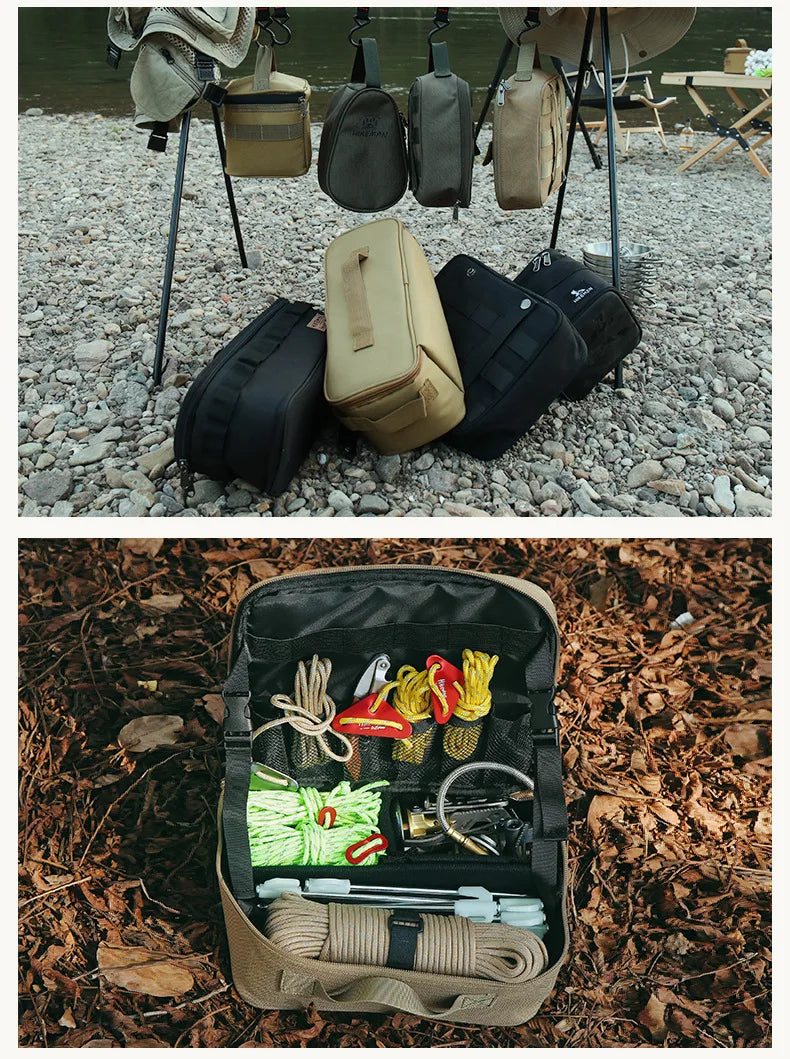 Multi-Functional Camping Storage Bag Lamp Gas Tank  Anti-Collision Storage Bag Wind Rope Lunch Box Flashlight Storage Bag