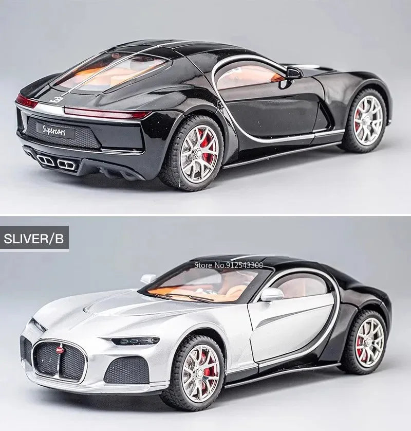 1:24 Scale Bolide Atlantic Car Model Toy Alloy Body Rubber Tire Shock Absorption Vehicle Models Sound&Light Ornaments Gifts