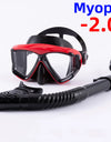 Optical Myopia Snorkel Set Diving Mask Nearsighted Swimming Goggles Short Sighted Panoramic Wide View Adults Youth -1.0To-6.0