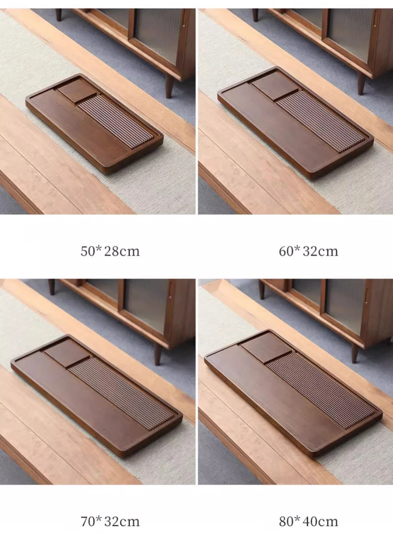 Tea Tray Household Solid Wood Tea Brewing Table Light Luxury High-End Tea Tray Kung Fu Tea Set Office Desk Wooden Tray