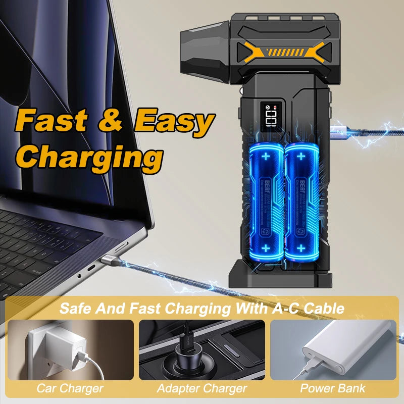 580000RPM Powerful Turbo Blower Usb Rechargeable Cordless Vacuum Cleaner  Strong Wind Pressure Led Lighting Car/ComputerCleaning