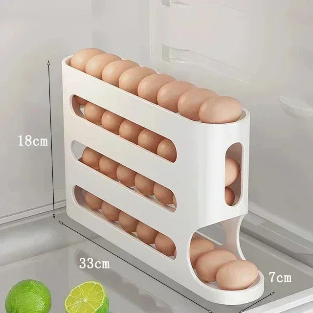 2–4 Layer Ladder Slide Egg Storage Box – Large Capacity Automatic Rolling Refrigerator Egg Organizer
