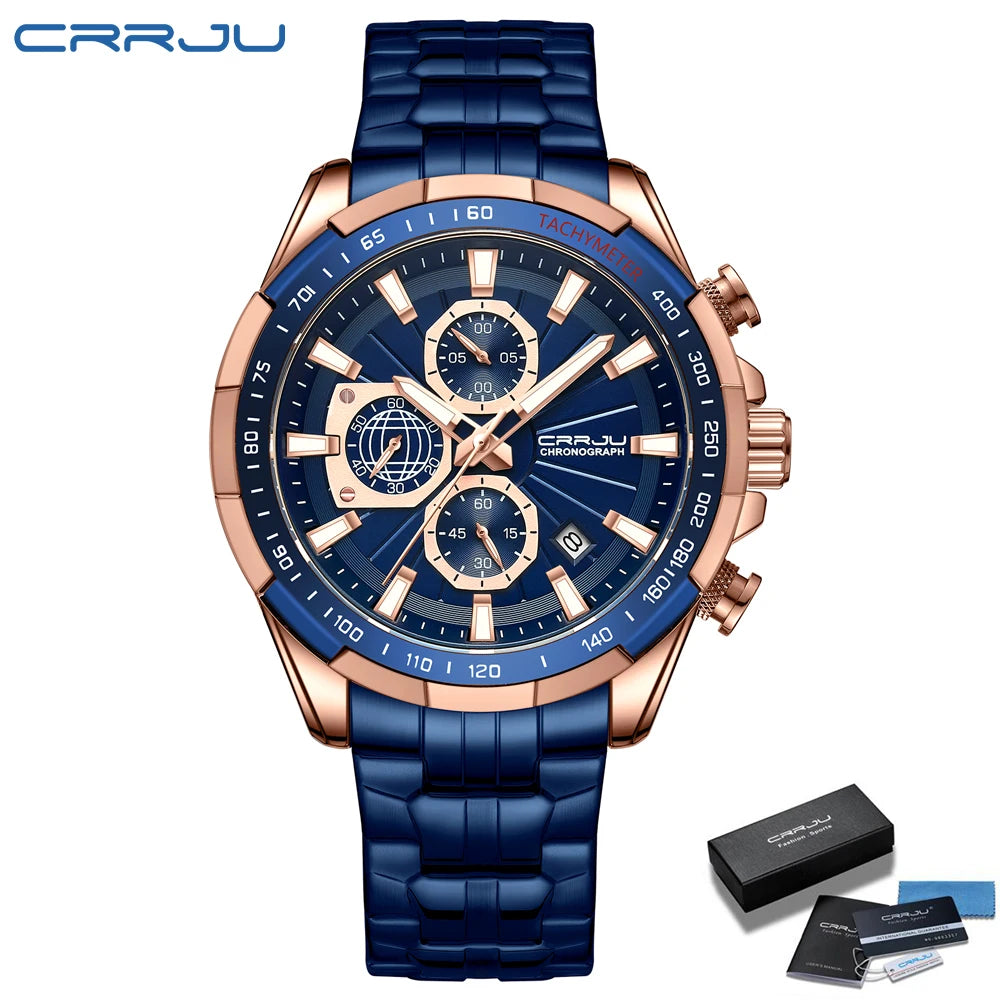 Men's Watches Fashion Business Multifunction Quartz Chronograph with Auto Date and Luminous Hands Relogio Masculino