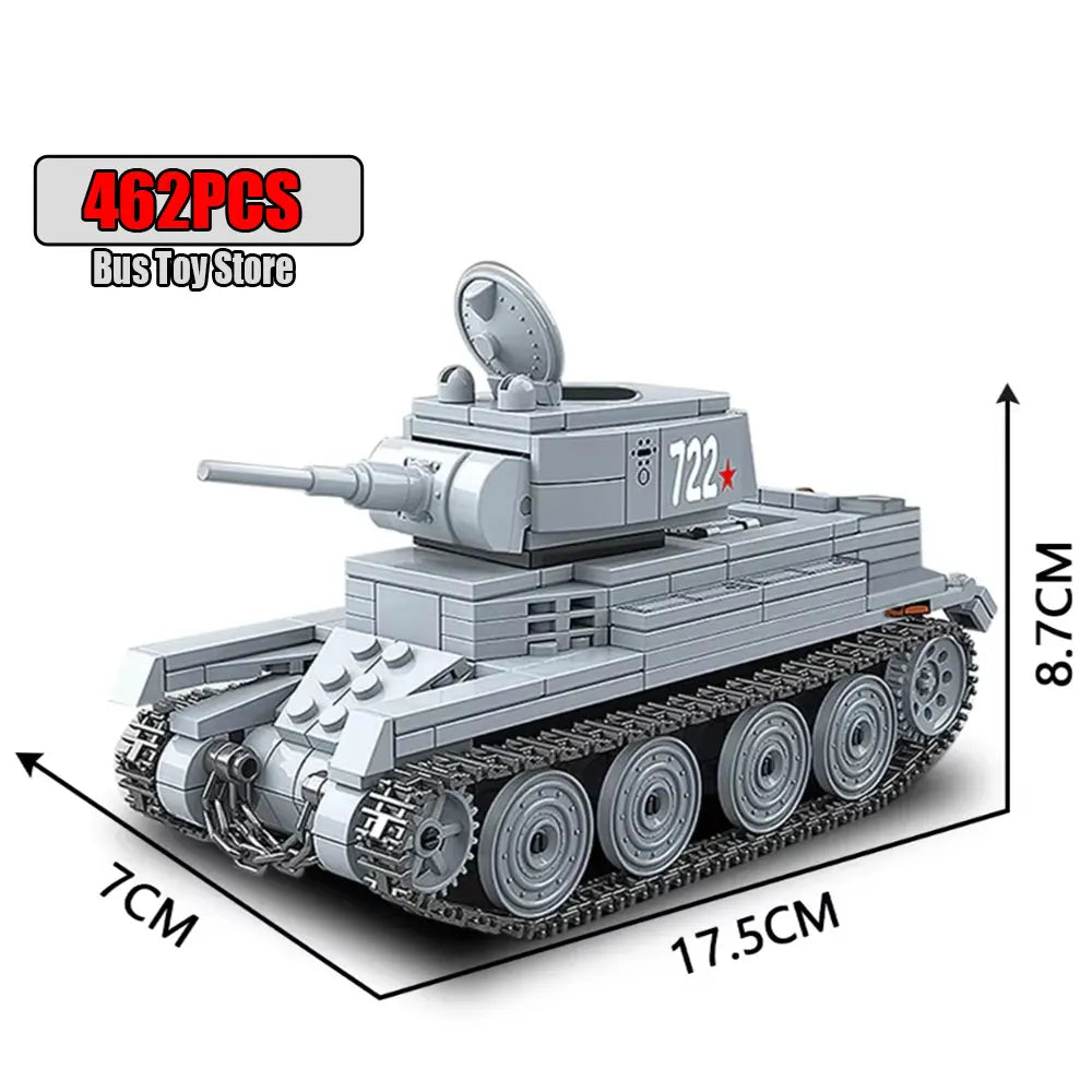 Ww2 Military Tanks Series Tiger  Leopard Heavy TANK BT-7 Light Tank Soldier Building Blocks Bricks Army s  Toys Gifts