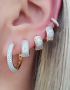 Luxury Gold Color U Hoop Earrings for Women Fashion Double Sided Cubic Zirconia Micro Inlay Earring