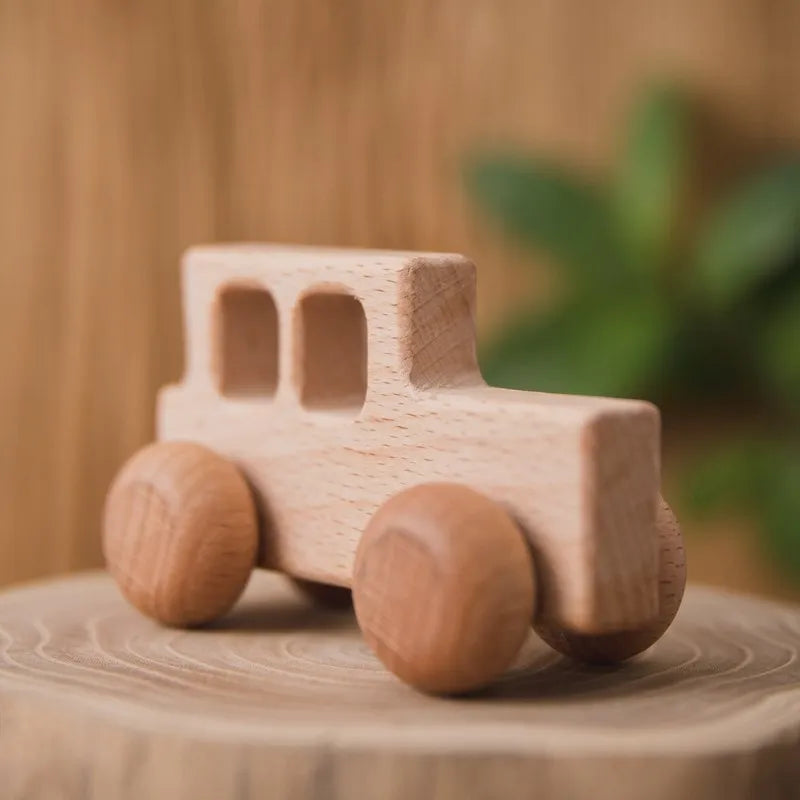 Baby Wooden Car Wooden Child Block For Babies BPA Free Organic Beech Animal Shape Baby Toy  Car Montessori Toys  Handmade Crafts