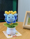 3 Pcs Handmade Crochet Dragon Flower Pot Home Room Decoration Finished Wool Knitting Office Desktop Ornament Christmas Birthday Gifts