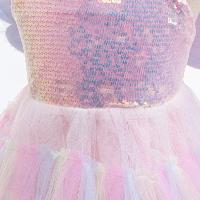 2026 New Baby Girls Princess Dress - Sleeveless Fairy Wings Tutu Gown for Birthday Party & Photoshoot