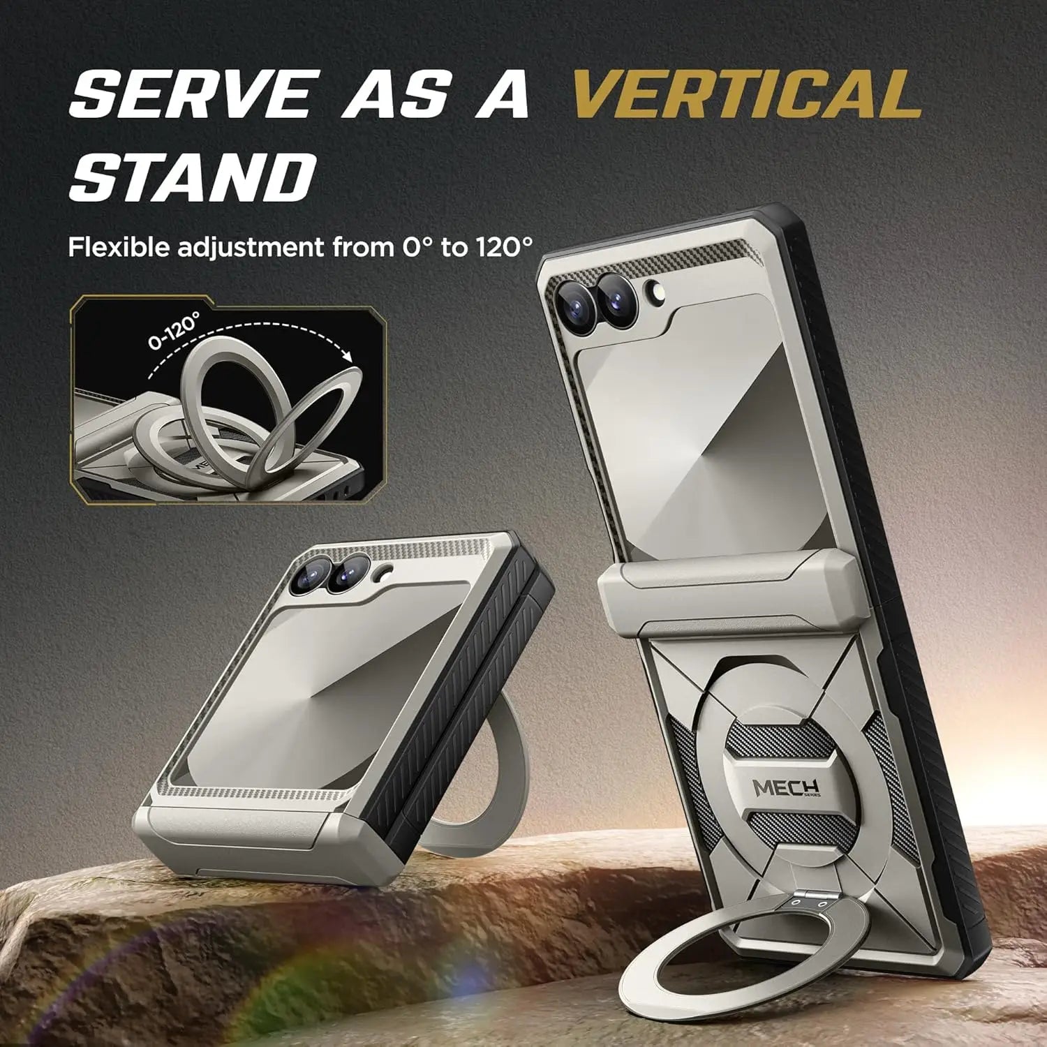 Stand for Z Flip 6 Case with Ring Kickstand Hinge Protection Screen Protector Full Body Protection Magsafe Phone Case