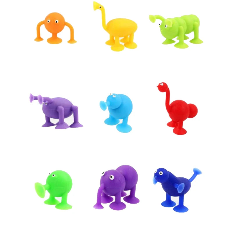 Soft Silicone Building Blocks Toy Animals Shape Suction Cup Bath Toys Parent- Interactive Games Stress Relief Toys