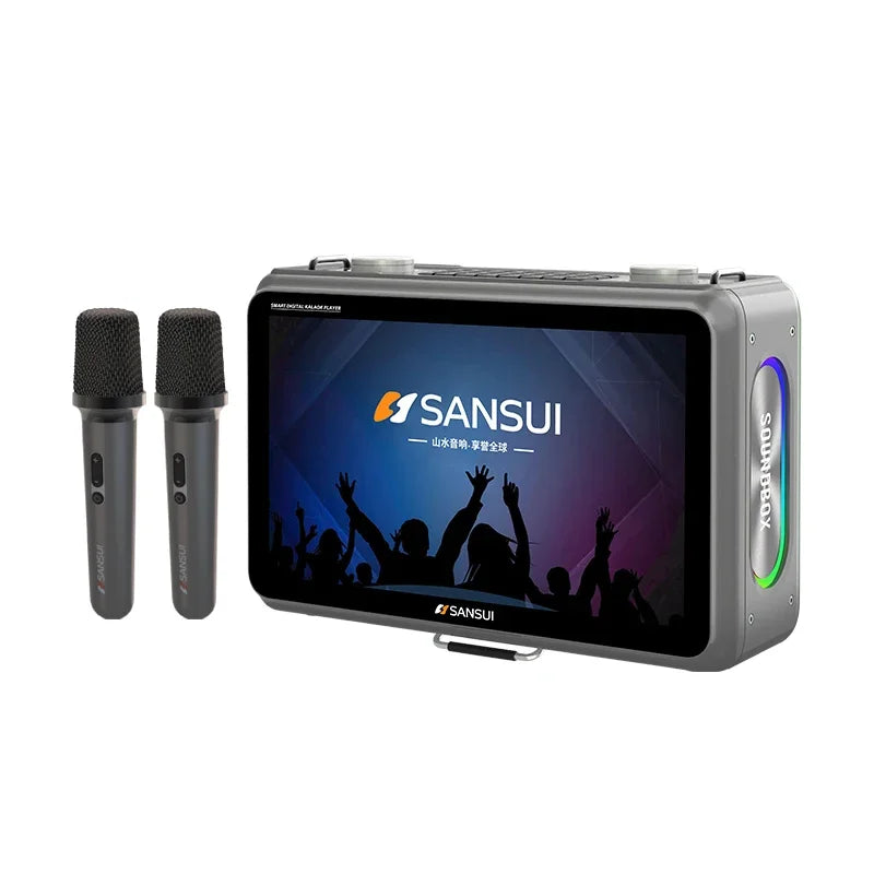 SANSUI K116 80W high-power Bluetooth speaker 14.1-inch high-definition touch screen video karaoke speaker with dual microphones