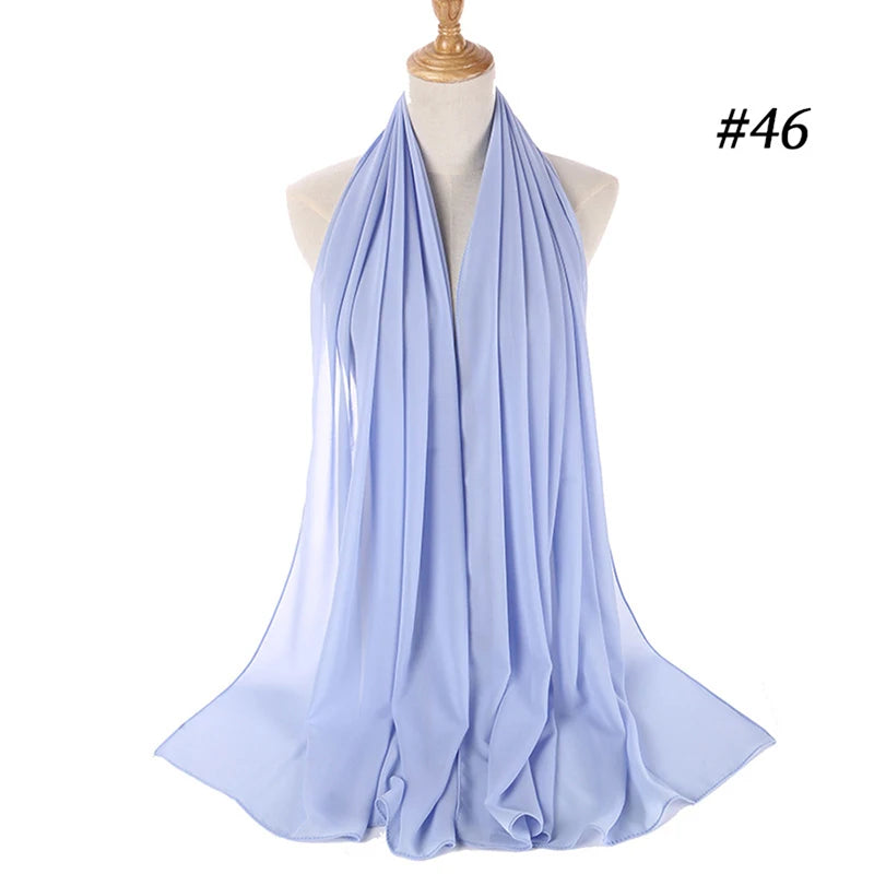 Muslim Chiffon Hijab Women Bubble Chiffon Scarf For Women Ladies Veil Muslim Islam Solid Color Malaysia Wrap Scarves