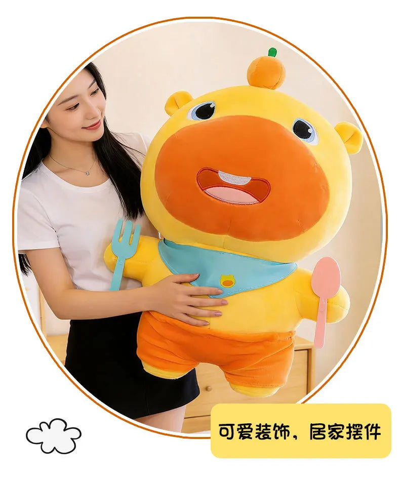 Capybara Lulu Plush Toy With Fork Spoon Soft Stuffed Animal