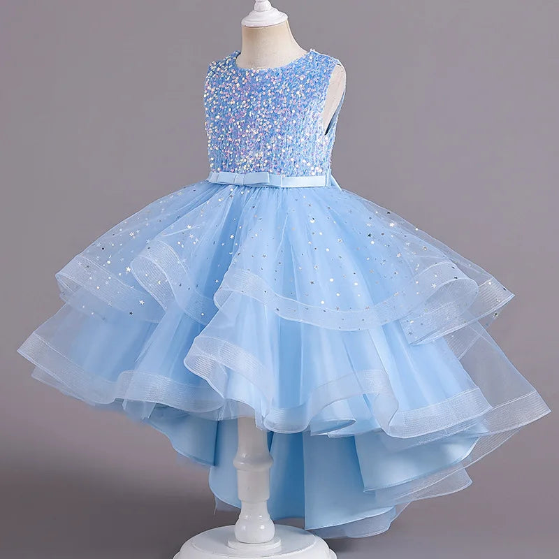 Sleeveless Ball Gown with Train Pageant and Recital Dress