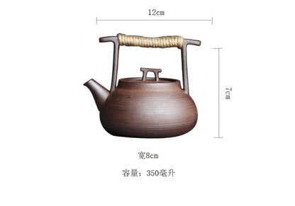 350ml Japanese Style Teapot Handmade Retro Coarse Pottery Stoneware Kungfu Tea Ceremony Portable Tea Maker Ceramic Teapot Teaset