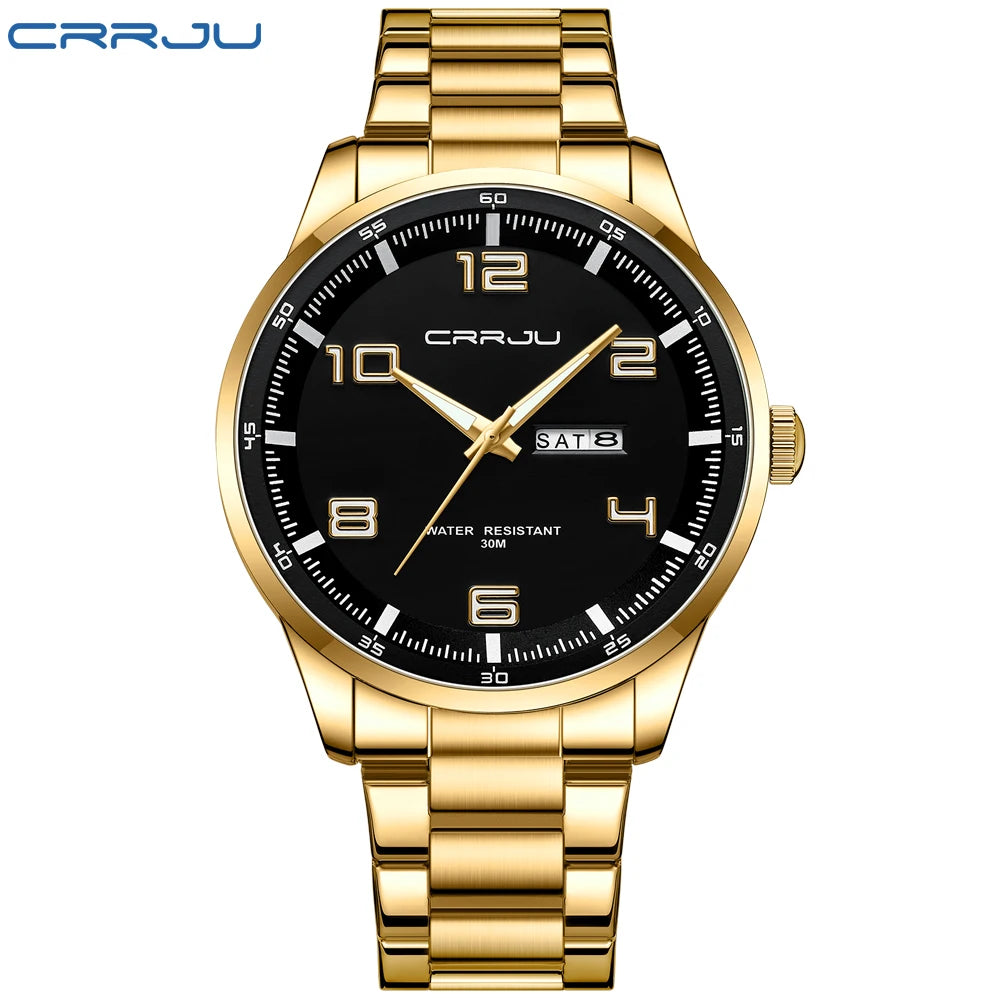 Men Luxury Watches Stainless Steel Quartz Auto Date Clock with Luminous Hands Relogio Masculino