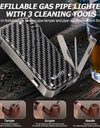 Cigar Lighter Refillable Butane with 3 Pipe Cleaner Tools, Adjustable Soft Flame Lighters for Pipe Candle Grill Fireplace