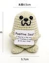 3 Pcs Positive Crochet Hedgehog Doll with Affirmation Card Home Room Decoration Funny Handmade Plush Doll Ornaments Christmas Gifts