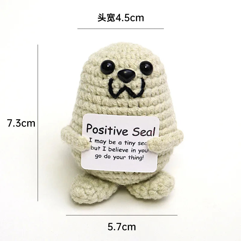 3 Pcs Positive Crochet Hedgehog Doll with Affirmation Card Home Room Decoration Funny Handmade Plush Doll Ornaments Christmas Gifts