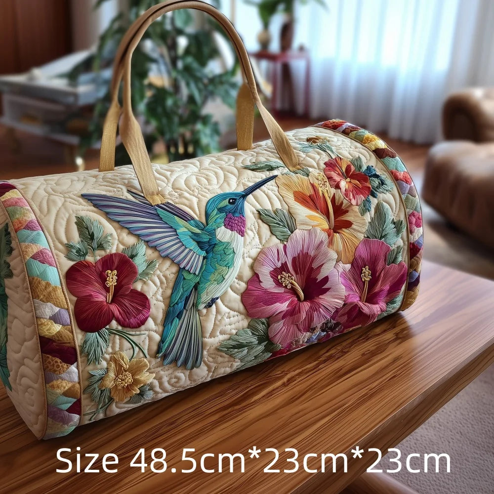 Trending Vintage 3D Quilted Travel Bag Cardinal Bird Floral Printed  Durable Weekend Gym Trip Beach Bag Carry on Tote for Women