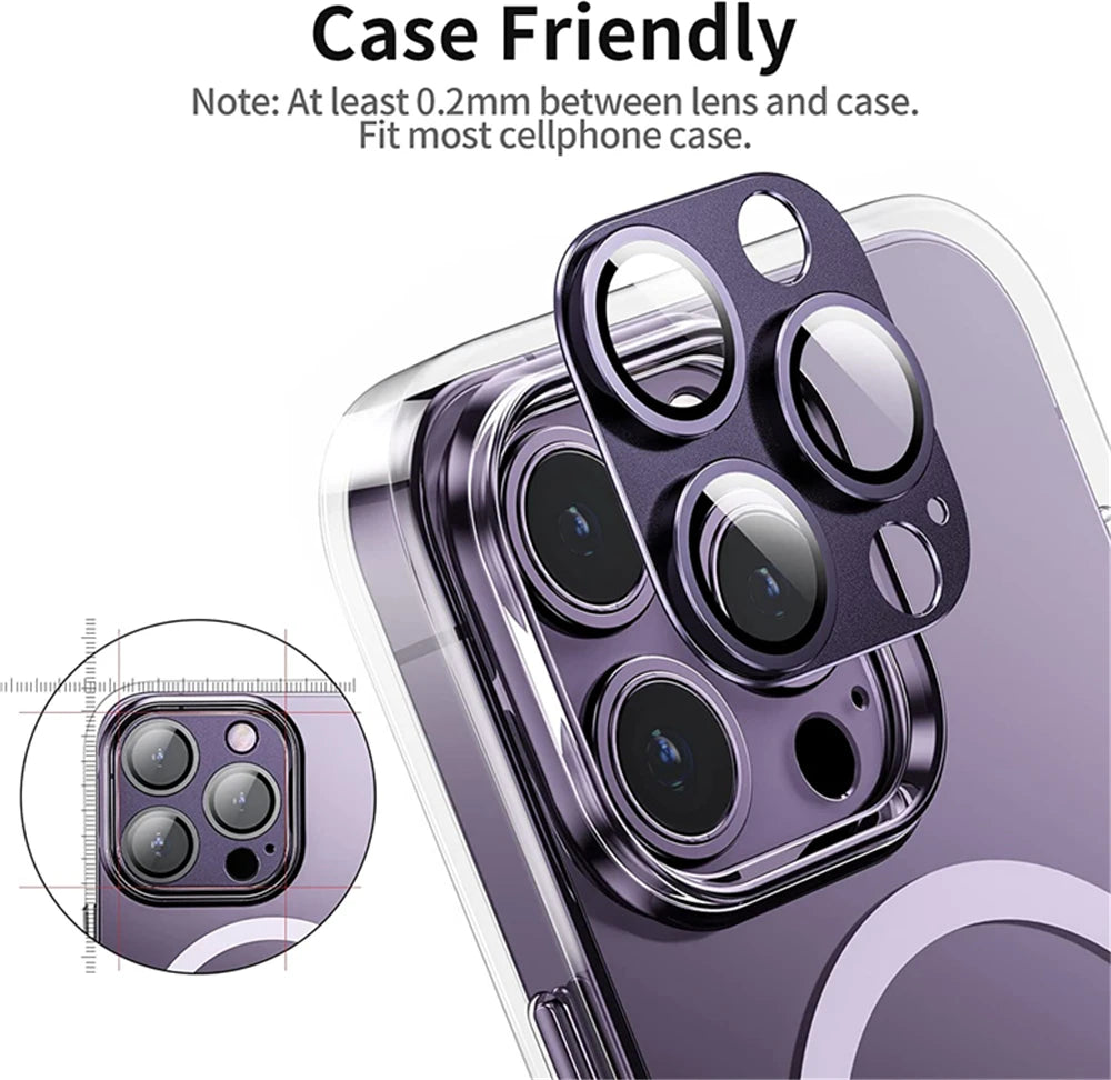 Full Cover Metal Camera Lens Protector on For iPhone 14 Pro Max Plus Tempered Glass For iPhone 11 12 13 Pro Max Mini Metal Film