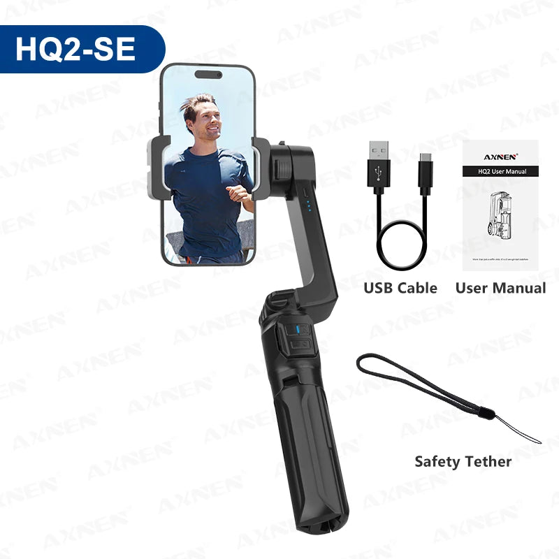HQ2 SERIES Mobile Phone Stabilizer Handheld Gimbal for Smartphone Gopro Action Camera Extension Rod Selfie Stick Tripod