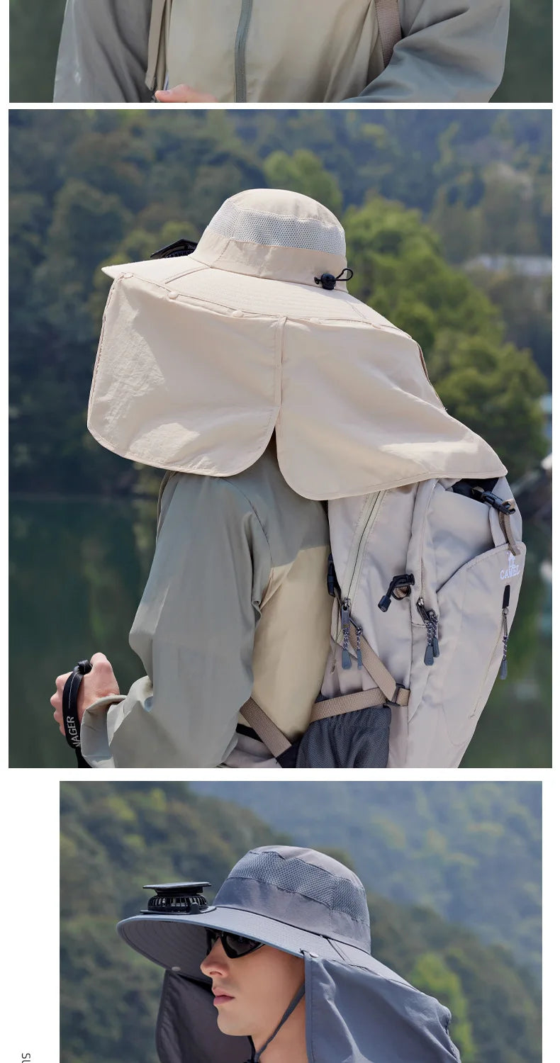 Wide Brim Solar Fan Outdoor Sun Hat
