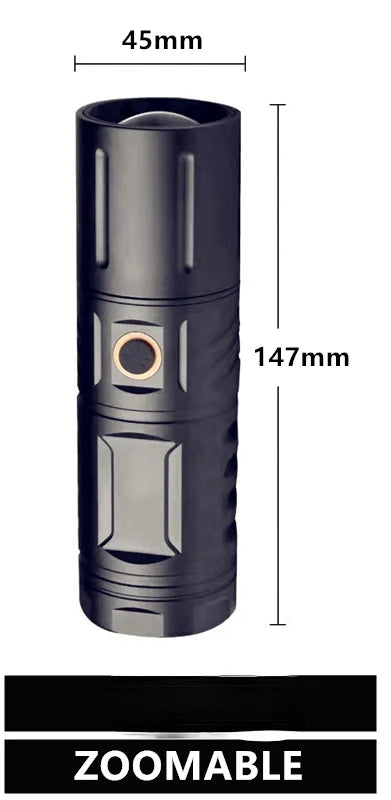 T40 High Power LED Flashlight Rechargeable Zoom Torch with Power Bank 3×18650 Battery Ultra Bright