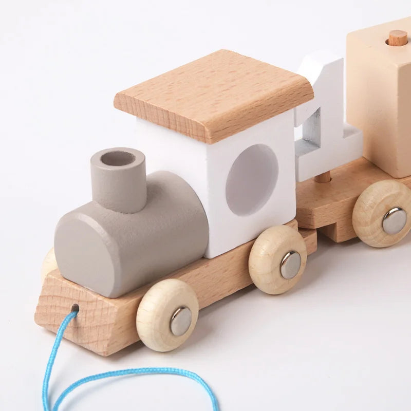 Wooden Number Learning Train Toy with Detachable Carriages