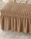 Stretch Long Bench Cover with Skirt Seersucker Ottoman Covers Elastic Piano Stool Protector Bedroom Bedside Footrest Slipcovers