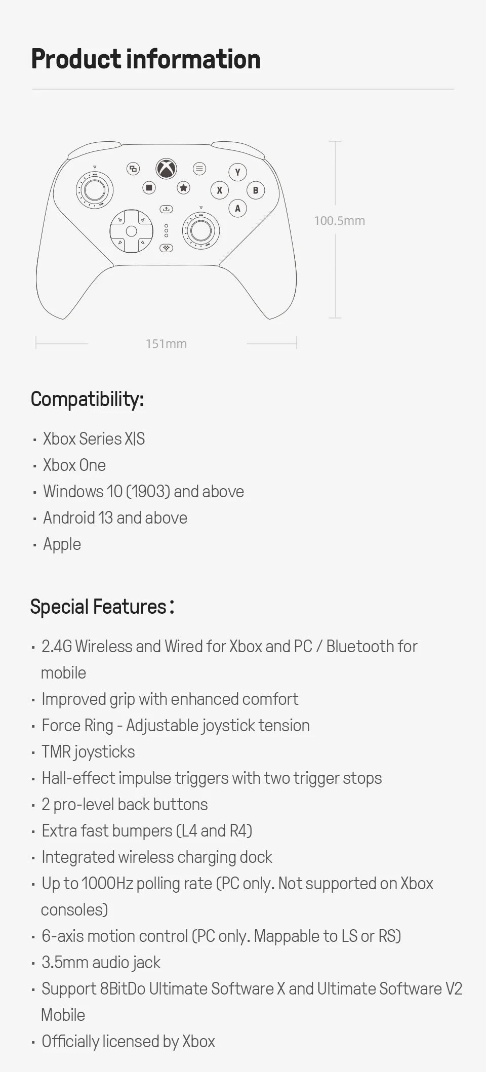 Wireless Gaming Controller with Adjustable TMR Joysticks for Xbox and PC Lavender