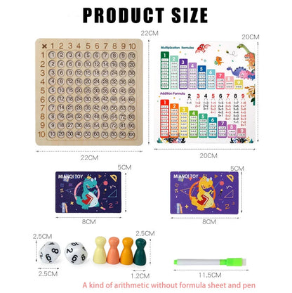 Montessori Wooden Arithmetic Math Board Toy Multiplication Addition Sensory Enlightenment Competitive Puzzle Kids Favor Gift