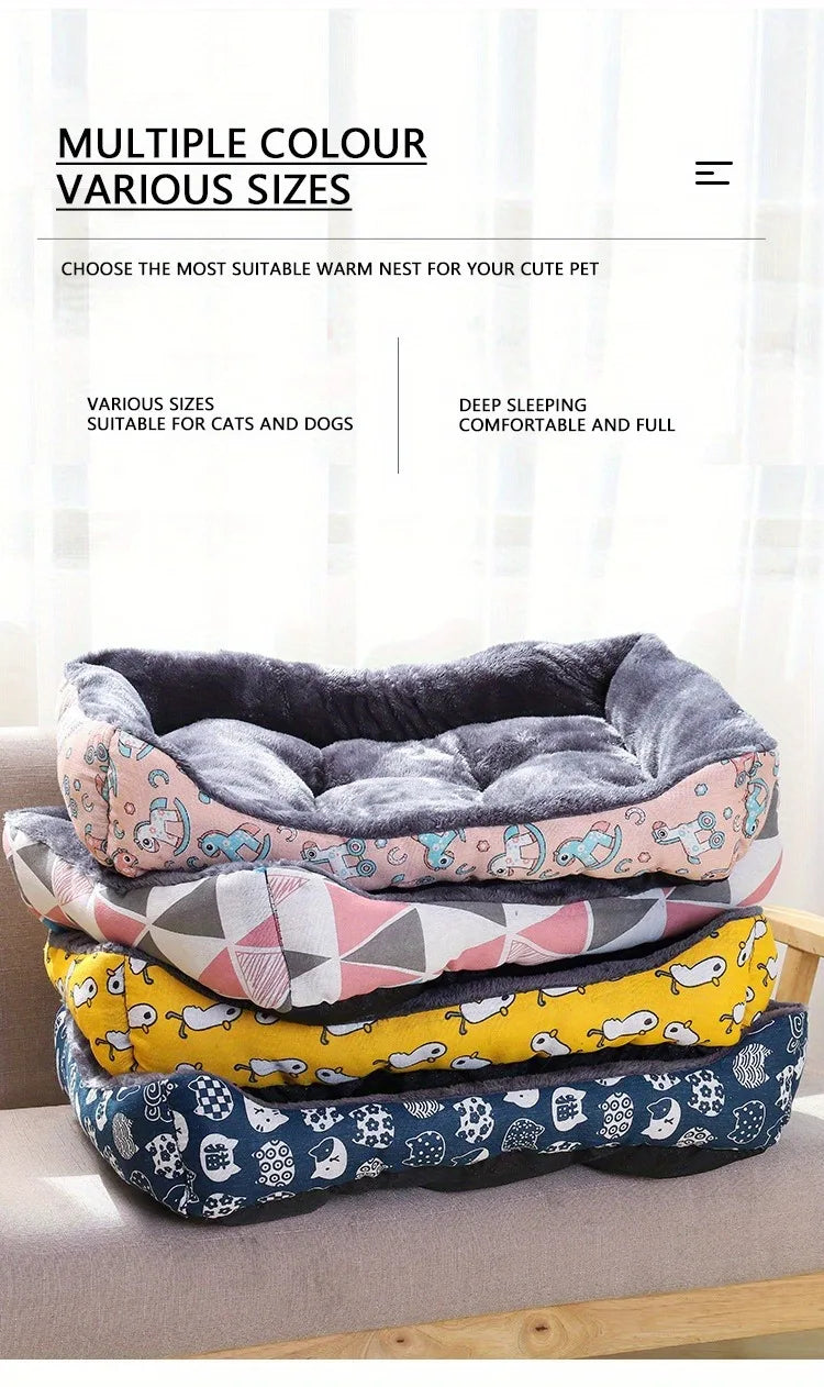 Printed Winter Pet Bed Sofa Mat for Dogs and Cats
