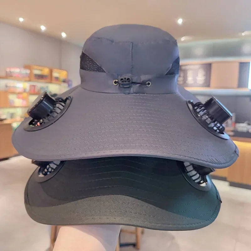 USB Cooling Fan Baseball Cap With Adjustable Fan